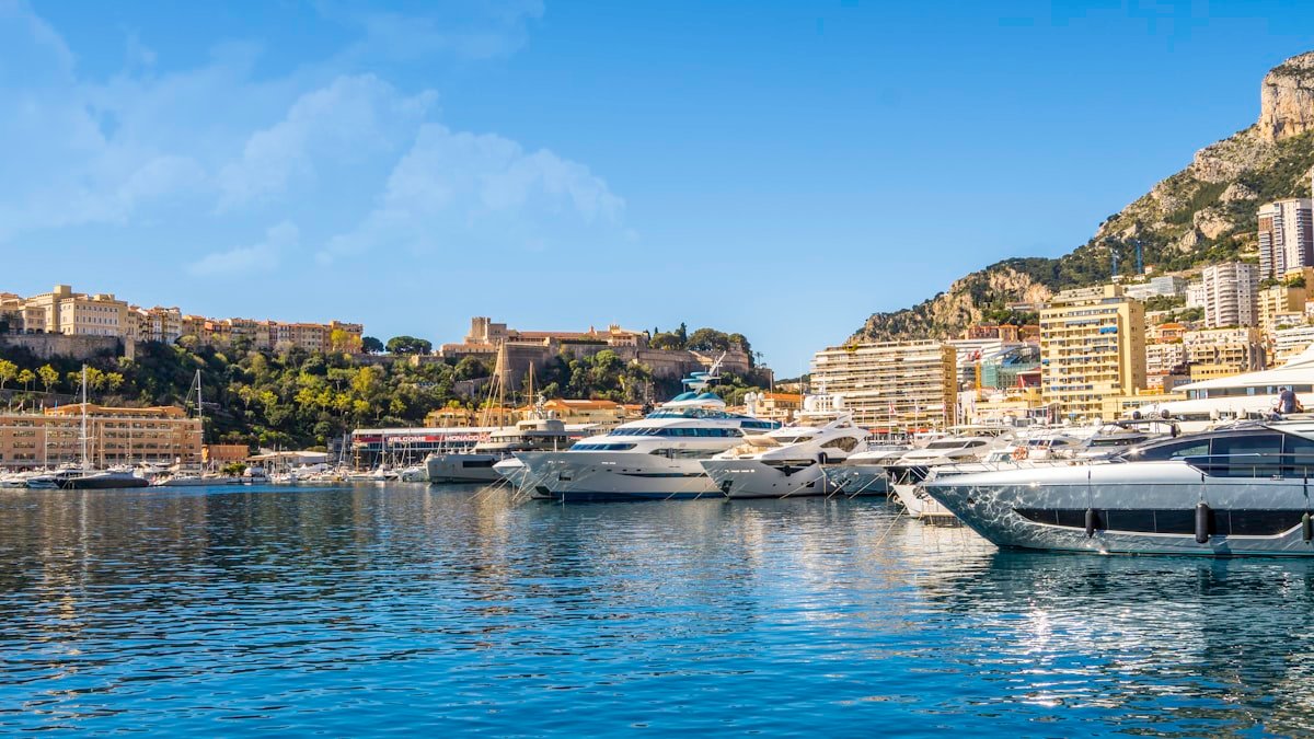 Cruising catamaran in a Mediterranean marina
