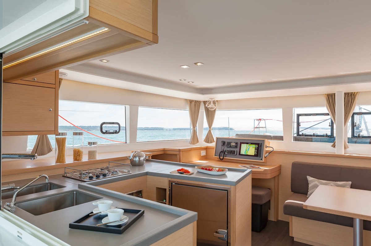 Lagoon 450 catamaran under sail