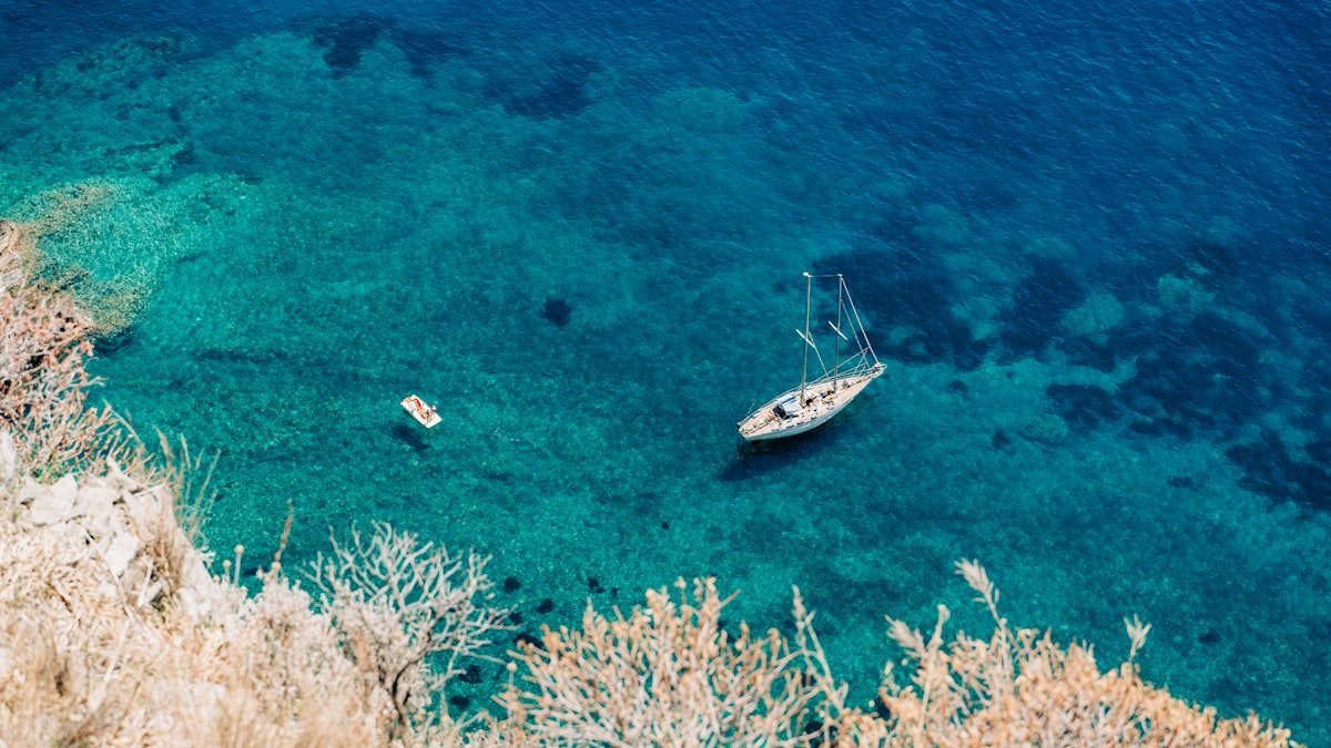 September Aegean anchorage sailboat