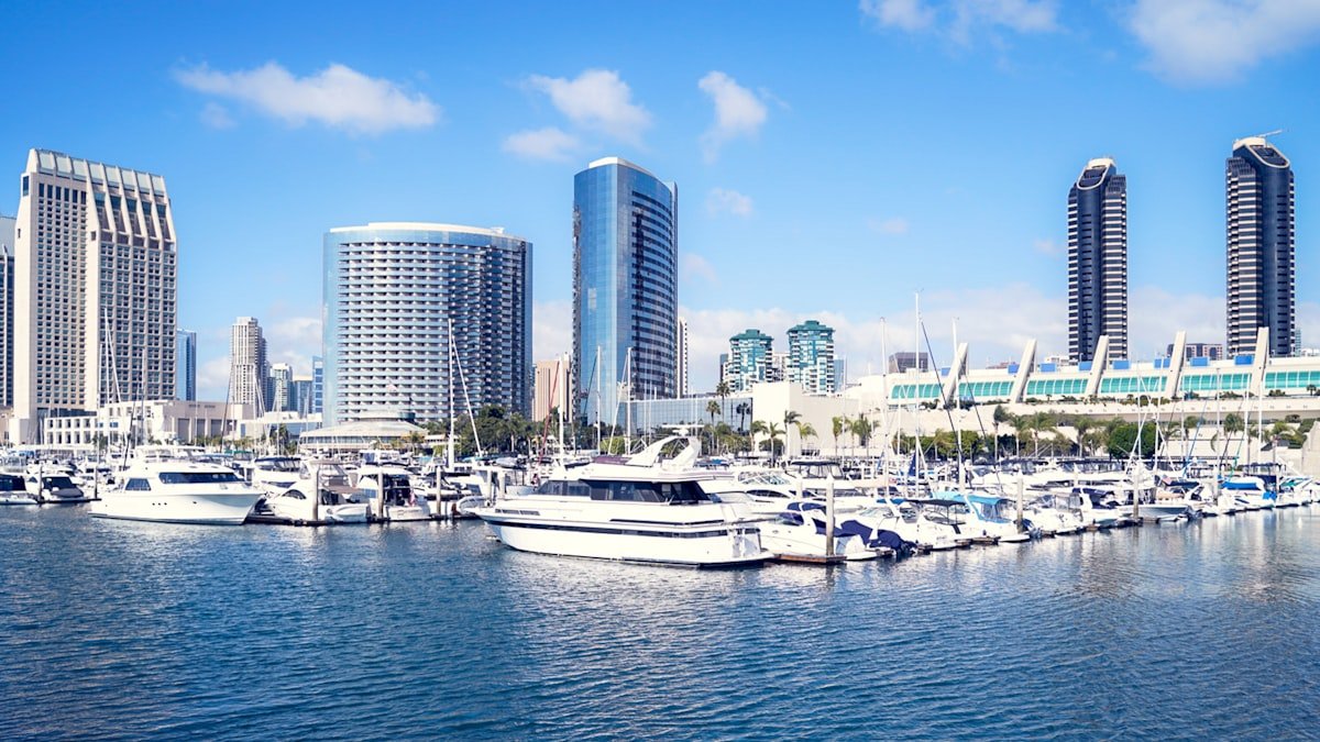 Yacht broker meeting with client at a marina office