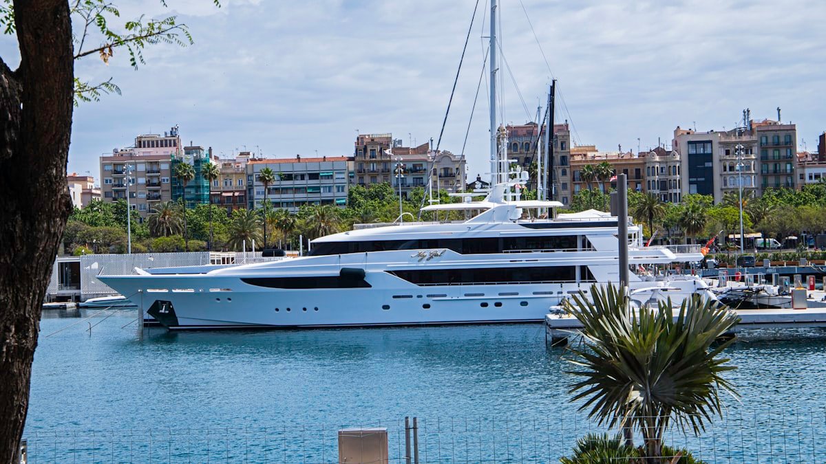 Sailing yacht at a Mediterranean marina